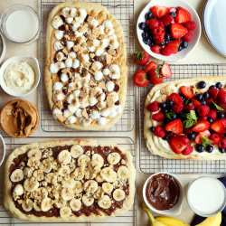 dessert pizza, three ways